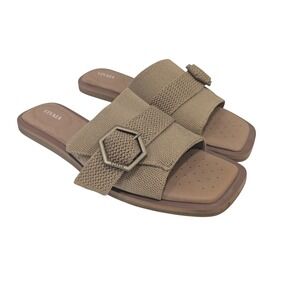 Vivaia Micah Pillow Top Slide Sandals Tan Knit Buckle Sustainable EU 40 US 9
